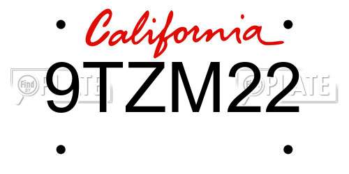 9TZM22 California License Plate