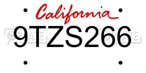 9TZS266 California License Plate