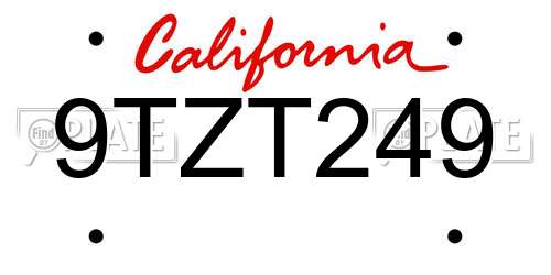 9TZT249 California License Plate