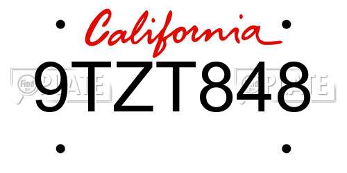 9TZT848 California License Plate