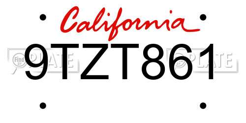 9TZT861 California License Plate