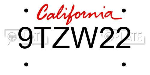 9TZW22 California License Plate