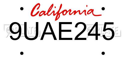 9UAE245 California License Plate
