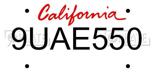 9UAE550 California License Plate