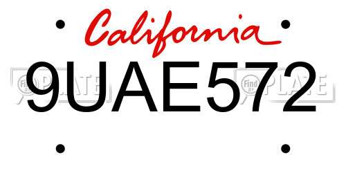9UAE572 California License Plate