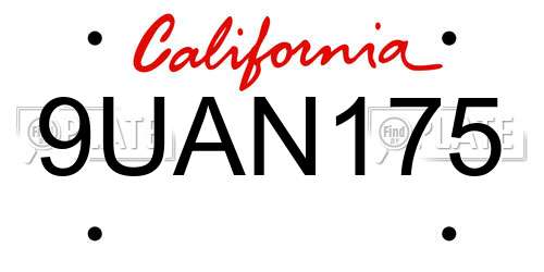 9UAN175 California License Plate