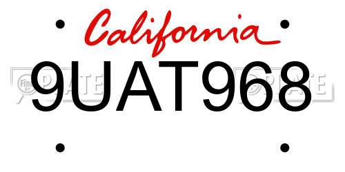 9UAT968 California License Plate