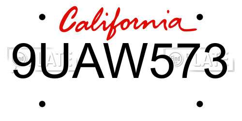 9UAW573 California License Plate