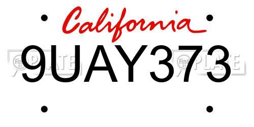 9UAY373 California License Plate