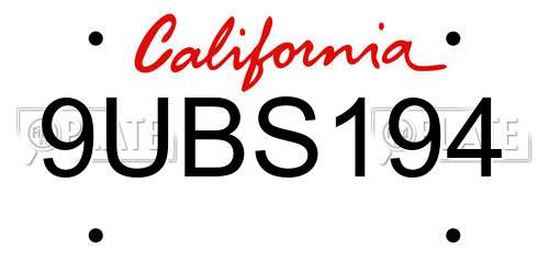 9UBS194 California License Plate