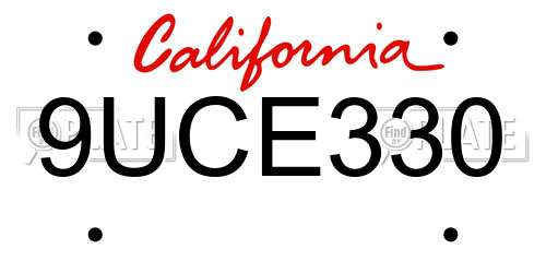 9UCE330 California License Plate