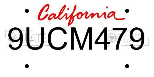 9UCM479 California License Plate
