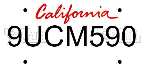 9UCM590 California License Plate