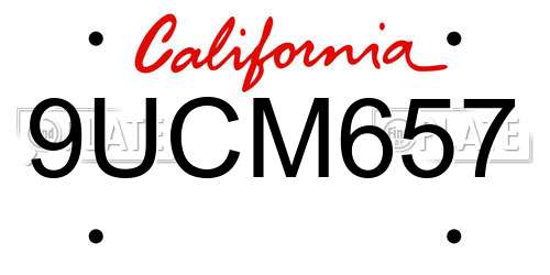 9UCM657 California License Plate