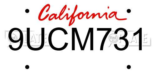 9UCM731 California License Plate