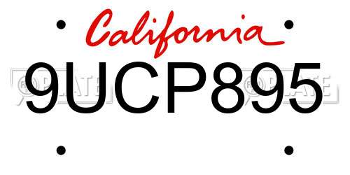 9UCP895 California License Plate