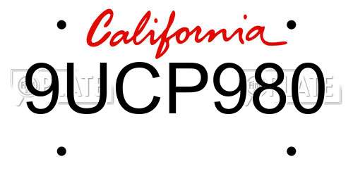 9UCP980 California License Plate