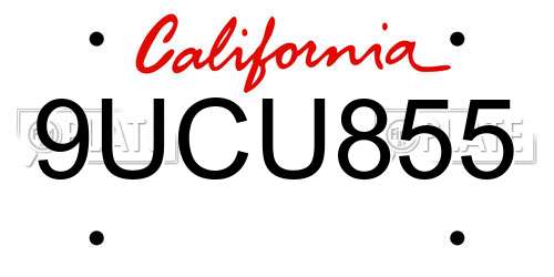 9UCU855 California License Plate