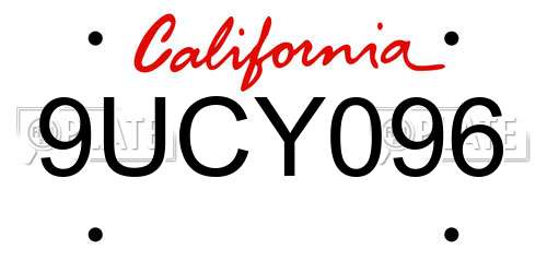 9UCY096 California License Plate