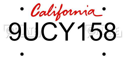 9UCY158 California License Plate
