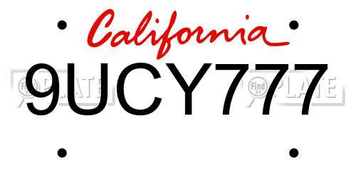 9UCY777 California License Plate