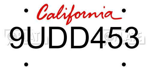 9UDD453 California License Plate