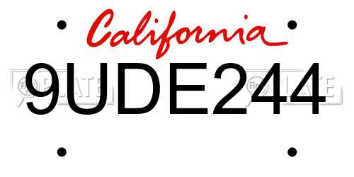 9UDE244 California License Plate