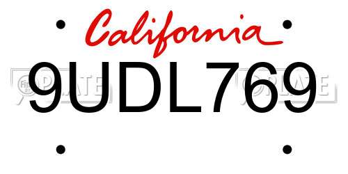 9UDL769 California License Plate