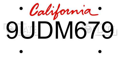 9UDM679 California License Plate