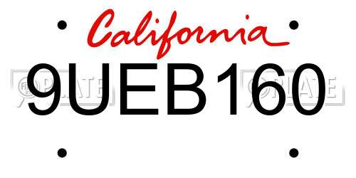 9UEB160 California License Plate
