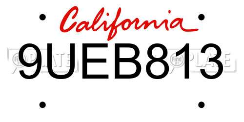 9UEB813 California License Plate