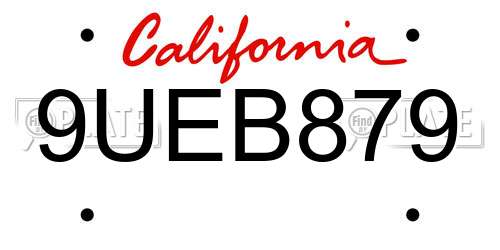 9UEB879 California License Plate