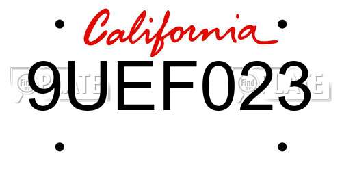 9UEF023 California License Plate