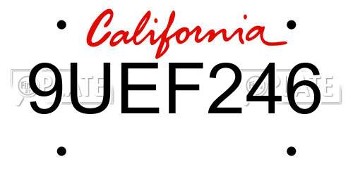 9UEF246 California License Plate