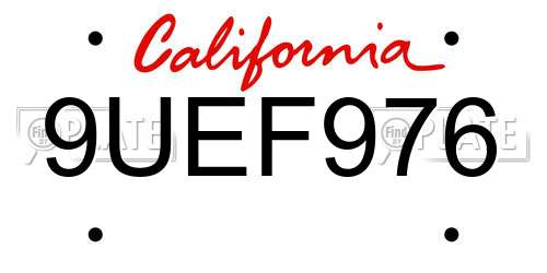 9UEF976 California License Plate