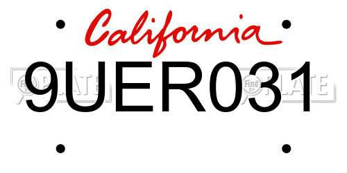 9UER031 California License Plate