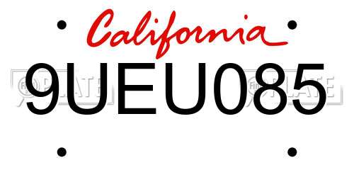 9UEU085 California License Plate