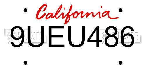 9UEU486 California License Plate