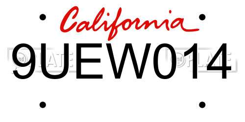9UEW014 California License Plate