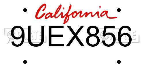 9UEX856 California License Plate
