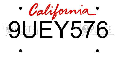 9UEY576 California License Plate