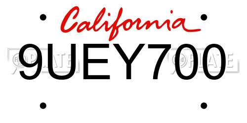 9UEY700 California License Plate
