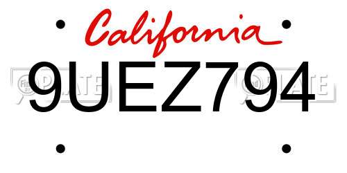 9UEZ794 California License Plate