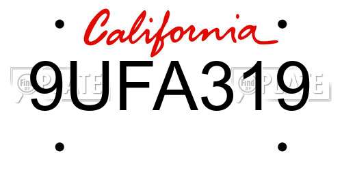 9UFA319 California License Plate