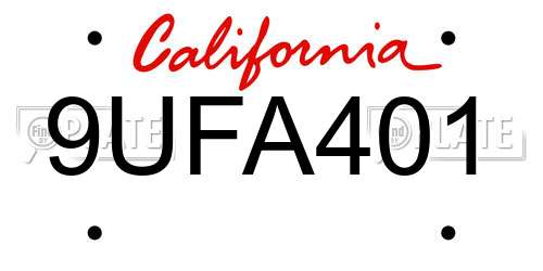 9UFA401 California License Plate