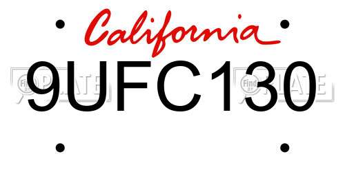 9UFC130 California License Plate