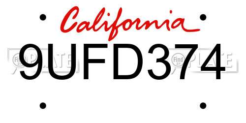 9UFD374 California License Plate