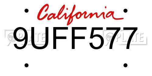 9UFF577 California License Plate