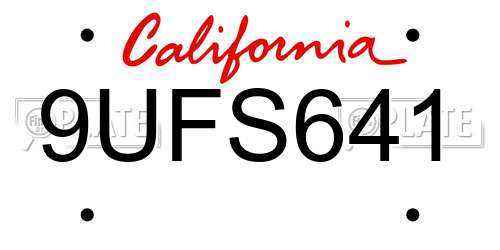 9UFS641 California License Plate
