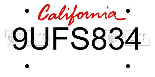 9UFS834 California License Plate